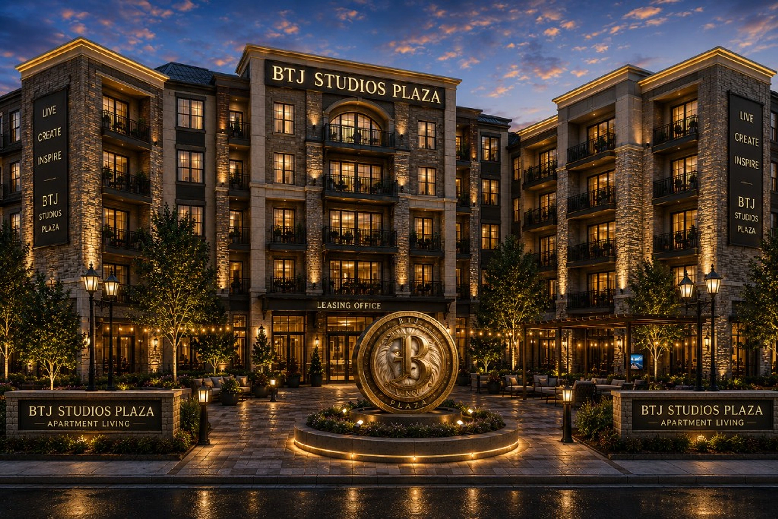 BTJ Studios Plaza, arrival and medallion gateway